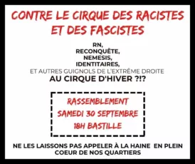 Rassemblement Bastille Contre le cirque des racistes et des fascistes !