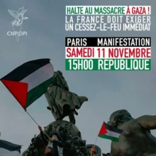À Paris, manifestation "HALTE AU MASSACRE A GAZA !" 2 affiche 11 novembre Gaza jpg À Paris, manifestation "HALTE AU MASSACRE A GAZA !"