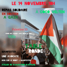 coco velter À Marseille (1er), repas solidaire en soutien à Gaza