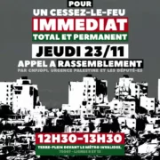 flyer manifestation 23 novembre 23image 6483441 jpg À Paris, Rassemblement / Halte au massacre à Gaza ! La France doit exiger un cessez-le-feu immédiat