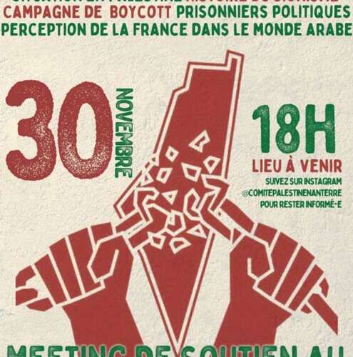 metting de soutien au peuple palestinien 30 novembre 23 1 À Nanterre, meeting de soutien au peuple palestinien