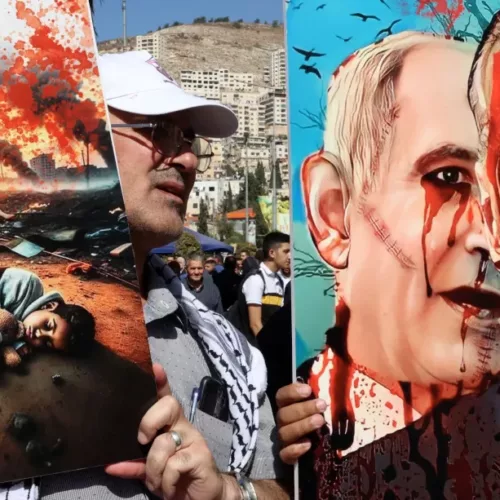 GenocideGaza À Dijon (21), rassemblement de solidarité pour Gaza "Halte au massacre, un génocide est en cours"