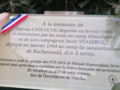Plaque jpg Cérémonie à la mémoire des 4 FTP-MOI qui ont vécu à Arcueil