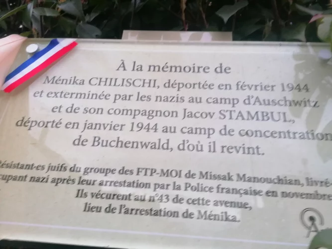 Plaque jpg Cérémonie à la mémoire des 4 FTP-MOI qui ont vécu à Arcueil