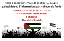 flyer Beziers 22 mars 24 jpg À Béziers (34), soirée de soutien au peuple palestinien