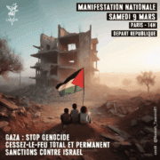 insta vnationale Appel journée nationale d’actions et de manifestations : Gaza - stop génocide ! Cessez-le-feu total et permanent ! Assez de déclarations ! Sanctions contre Israël !