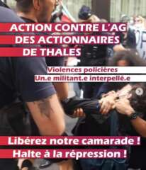 Thales Violences policières lors de l'action contre l'AG des actionnaires de Thalès