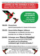 Tract A5 31 05 Carcassonne page 0001 À Carcassonne, échange avec Pierre Stambul : "Le point sur la situation, comment agir à notre échelle ?"