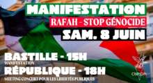 Manif8juin À Paris, manifestation : "Rafah - Stop génocide" et meeting concert pour les libertés publiques