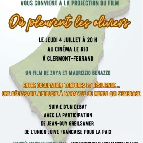 oupleurent À Clermont-Ferrand (63), projection du film "Où pleurent les oliviers" suivie d'un débat