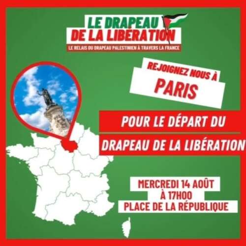 drapeau Interview de Stéphane de l'UJFP au départ du parcours du Drapeau de la Libération à Paris