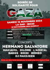 AfficheSoireeSolidaritePalestine161124 3 À Marseille (6ème), soirée de solidarité pour Gaza