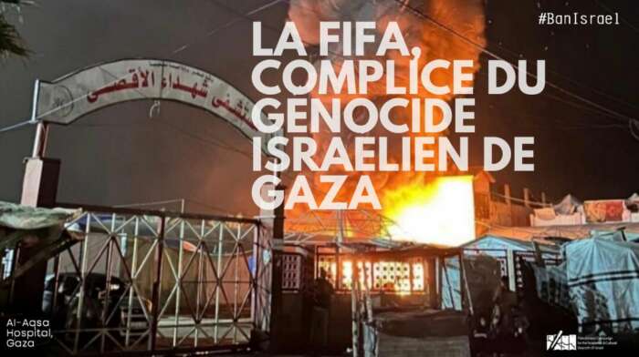 FIFA complice du genocide a Gaza Pas de répit pour la FIFA, complice de génocide