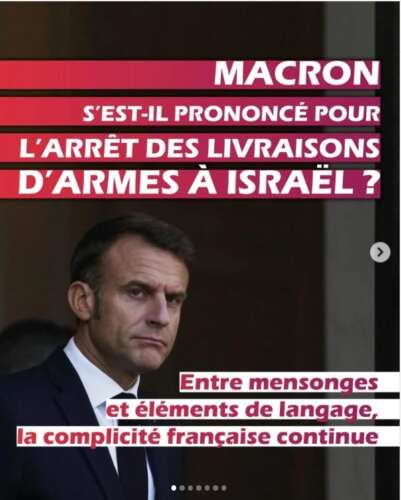 Macron Macron s’est-il prononcé pour l’arrêt des livraisons d’armes à Israël ?