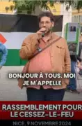 OlivierNice Intervention d'Olivier Lek Lafferrière à Nice contre le génocide à Gaza le 9 novembre 2024
