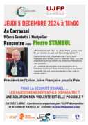 affiche conference Stambul V5 page 0001 À Montpellier (30), rencontre avec Pierre Stambul : « Palestine-Israël : face au choix d'une guerre sans fin, un chemin de paix est-il encore possible ? »