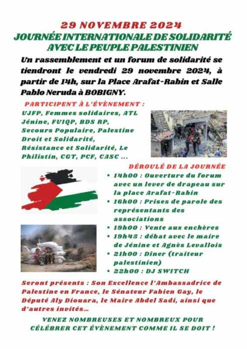 À Bobigny (93), journée internationale de solidarité avec le peuple ...