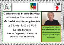 Conference 7 janvier 2025 002 Au Mans (72), conférence de Pierre Stambul: "Du projet sioniste au génocide"