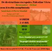 5 avril recto 002 À Dijon (21), rencontre-débat "De destruction en espoirs, Palestine vivra"
