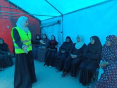 Abu Amir 27 3 25 Atelier psy femmes IMG 9265 Compte-rendu d'activités - semaine du 22 au 29 mars 2025 – Comment porter nos enfants dans la tempête ? Sous une tente de mots, soutien psychologique nécessaire