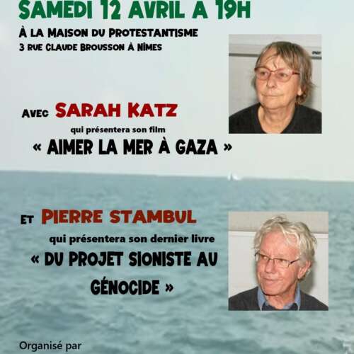 NimesSarahPierre À Nîmes (30), "Palestine" : rencontre avec Sarah Katz et Pierre Stambul