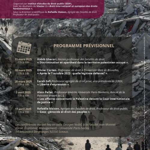 Palestine et droits À Sceaux (92), cycle de conférences : "Palestine et droits fondamentaux"