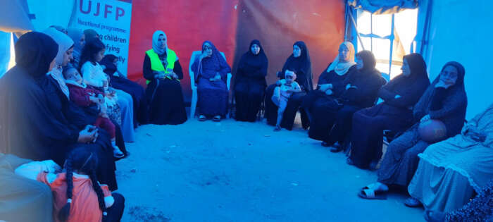 Abu Amir 18 4 25 ateleir psy femmes IMG 0313 Témoignage d'Abu Amir, le 21 avril 2025 – Poursuite du soutien psychologique pour les femmes déplacées