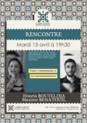 HouriaMaxime À Paris (20ème), rencontre avec Houria Bouteldja et Maxime Benatouil autour du livre "Contre l'antisémitisme et son instrumentalisation"