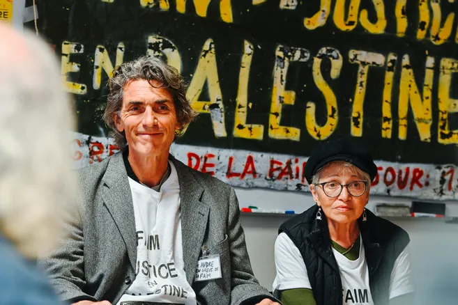 pascal andre et amina Soutien total aux grévistes de la faim et à celles et ceux qui jeûnent pour la Palestine