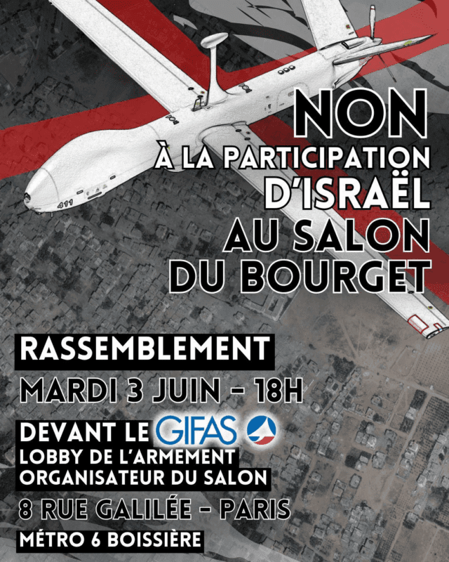 Gipas À Paris (16ème), rassemblement : "Non à la participation d'Israël au salon du Bourget"