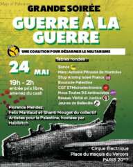 À Paris (20ème), grande soirée "Guerre à la guerre", une coalition pour désarmer le militarisme 2 Guerrealaguerre À Paris (20ème), grande soirée "Guerre à la guerre", une coalition pour désarmer le militarisme