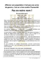 Appe JuifspourGaza 1 À Paris (16ème), rassemblement de Juifs pour Gaza : "Affamer une population, pas en notre nom ! "