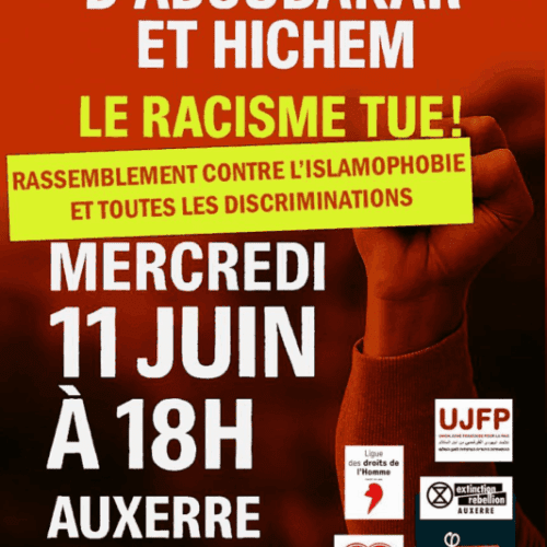 Hichem À Auxerre (89), rassemblement contre l'islamophobie et toutes les discriminations