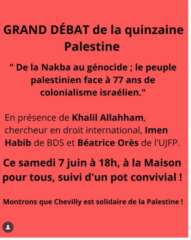 À Chevilly-Larue (94), grand débat "de la Nakba au génocide ; le peuple palestinien face à 77 ans de colonialisme israélien" 2 Screenshot 2025 06 07 at 14 42 05 Instagram À Chevilly-Larue (94), grand débat "de la Nakba au génocide ; le peuple palestinien face à 77 ans de colonialisme israélien"