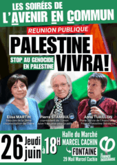 Soiree AEC 26.06 002 À Fontaine (38), Stop au génocide en Palestine - Palestine vivra !