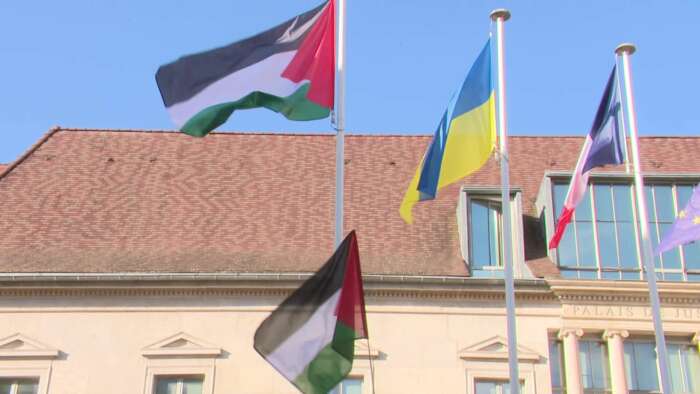 besancon drapeau palestine mairie Le drapeau palestinien pavoisant la mairie de Besançon