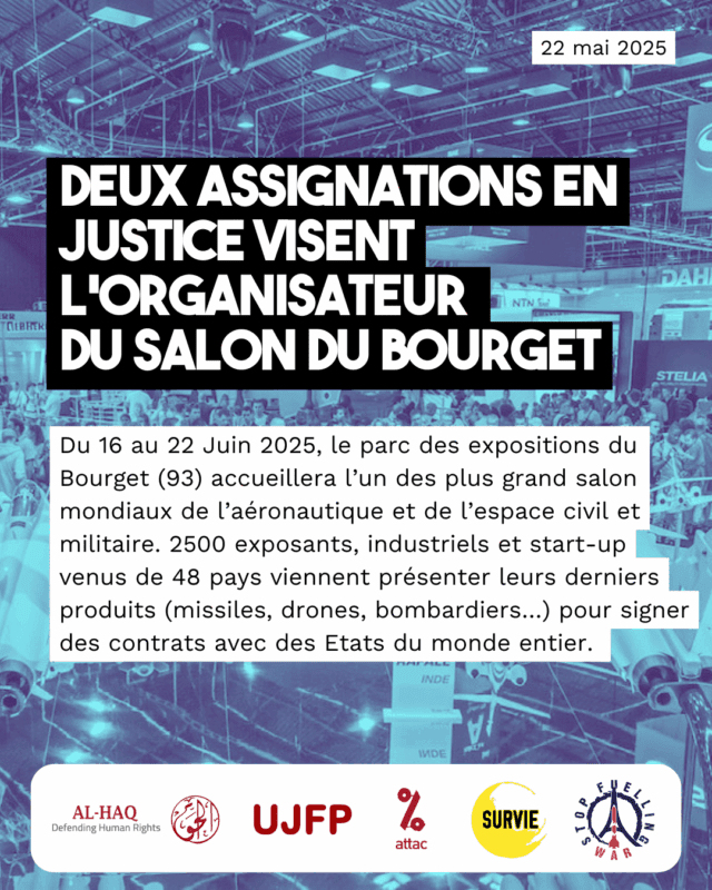 Communiqué de presse – Audience du 4 juin 2025 à Bobigny contre le salon du Bourget