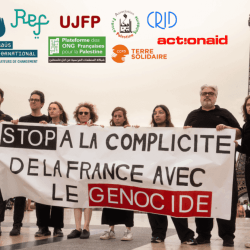 photo logos5 contre complicite france et europe La France et l’Union européenne doivent agir contre le génocide, pas en être complices !