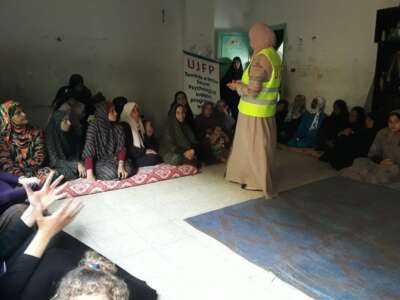 Abu Amir 17 7 25 Atelier psy femmes 2 IMG 4385 Témoignage d'Abu Amir, le 18 juillet 2025 – Gaza, nos pas, nos racines : soutien psychologique à Deir-al Balah