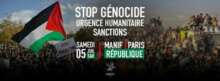 Flyer manifestation 4 juillet 2025 contre le génocide