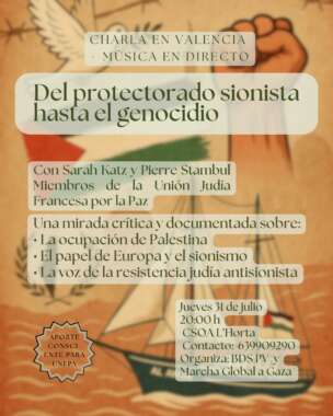 WhatsApp Image 2025 07 27 at 13.33.23 À Valence (Espagne), conférence-débat : Del protectorado sionista hasta el genocidio