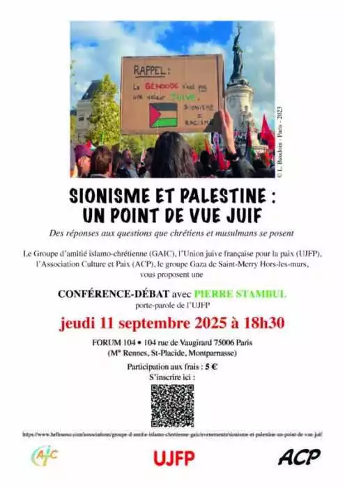 FLYER 11 sept. 2025 scaled À Paris (6ème), conférence-débat : sionisme et Palestine, un point de vue juif