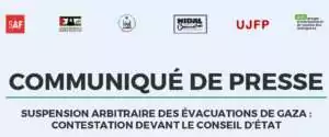 Suspension Contestation devant le Conseil d'État de la suspension arbitraire des évacuations de Gaza