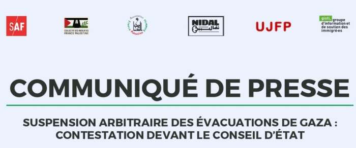 Suspension Contestation devant le Conseil d'État de la suspension arbitraire des évacuations de Gaza