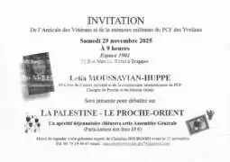 29 11 25 Trappes À Trappes (78), conférence « La Palestine – Le Proche-Orient »