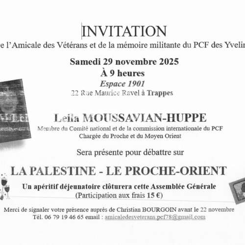 29 11 25 Trappes À Trappes (78), conférence « La Palestine – Le Proche-Orient »
