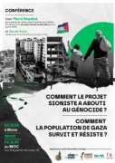 Conference ABP 3 À Mons en Belgique, conférence-débat : "comment le projet sioniste a abouti au génocide et comment la population de Gaza survit et résiste"