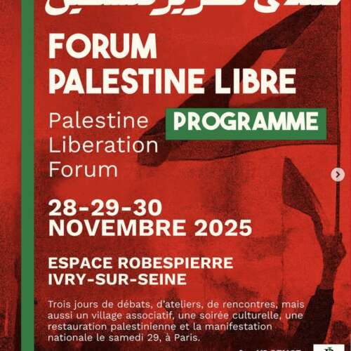 Programme forum 1 À Ivry (94) Forum Palestine libre