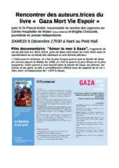 À Nant (12), projection-débat de "Aimer la mer à Gaza" 2 presentation livre Gaza VME Nant 6 dec def À Nant (12), projection-débat de "Aimer la mer à Gaza"
