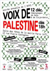 Soiree AFPS 12 12 25 À Paris (14e), Voix de Palestine